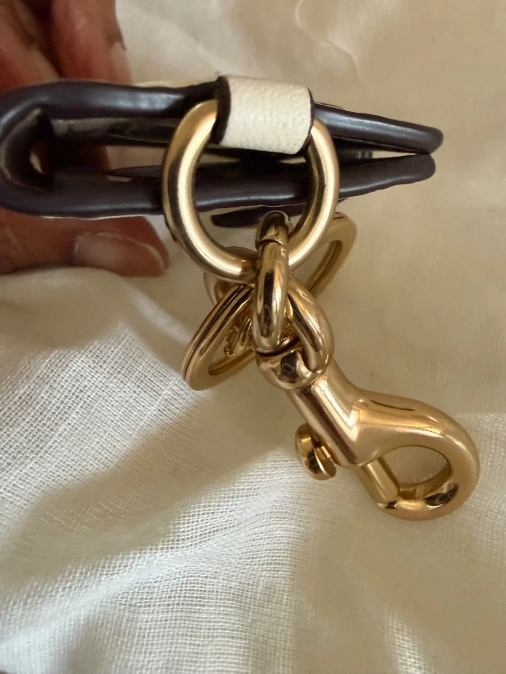 Coach Signature C Photo Book Bag Charm Keychain in Signature Canvas Chalk